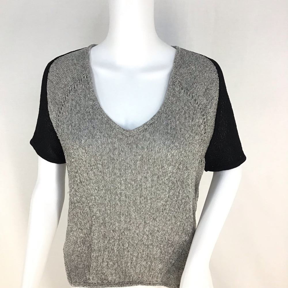 Helmut Lang Gray and Black Knit Blouse